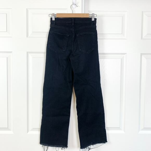 Reformation Emma High Rise Wide Leg Raw Hem Jean Black Size 25 - Picture 5 of 6